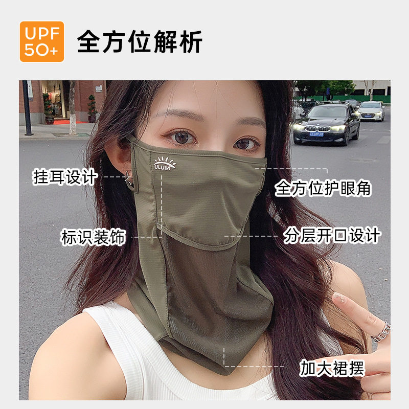 夏季新款迷彩军旅复古护颈遮阳防紫外线口罩透气一体冰丝防晒面罩