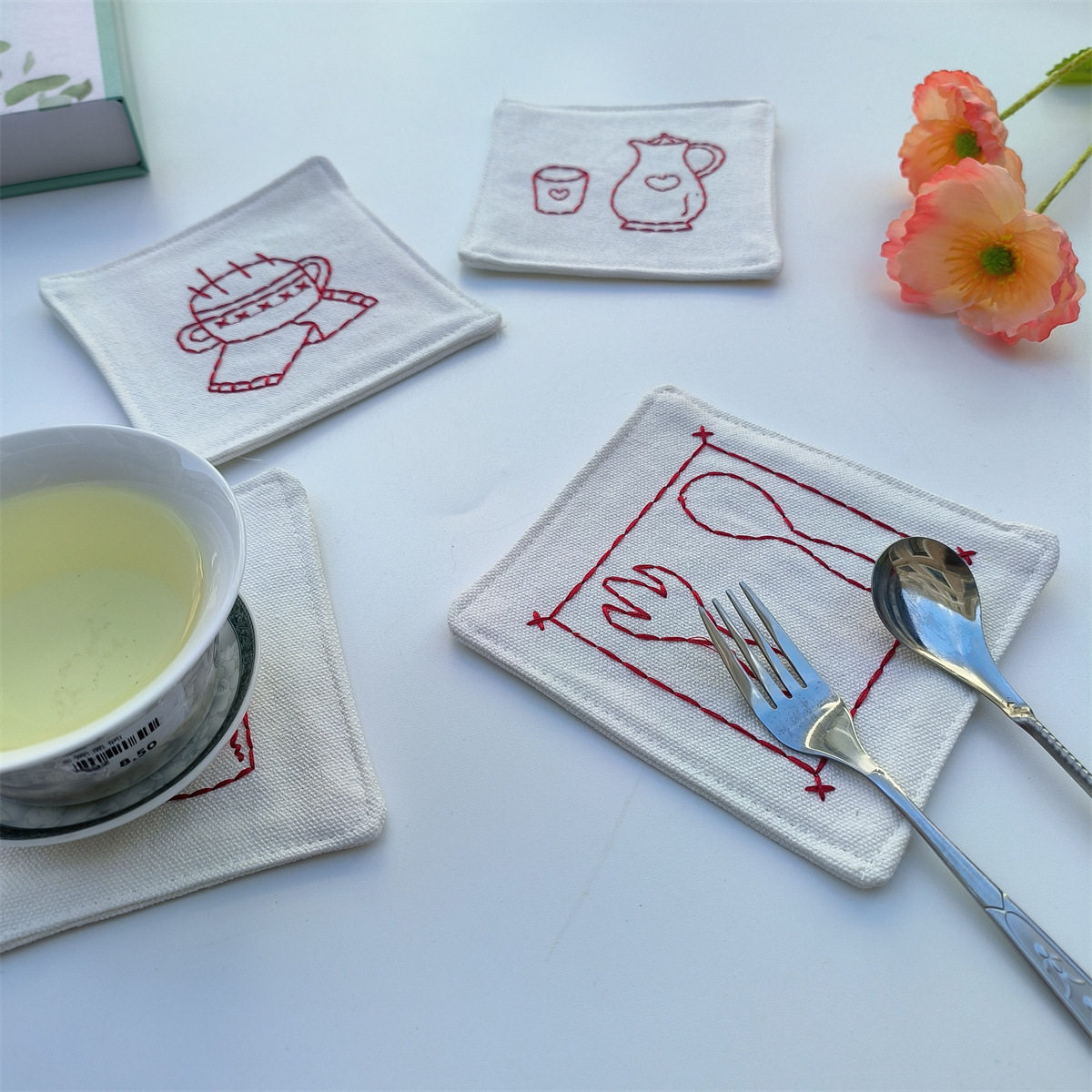 布艺杯垫棉料夹棉格子茶