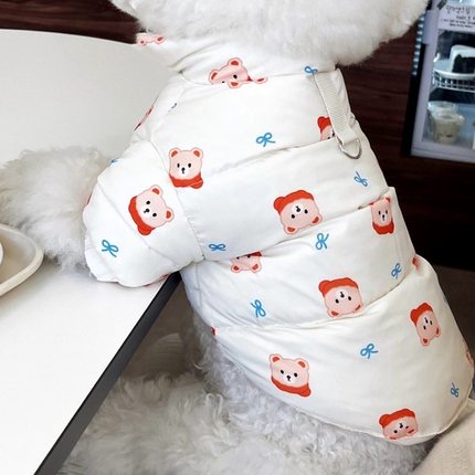 宠物可牵引棉服泰迪比熊博美猫猫咪约克夏小型幼犬狗狗衣服秋冬装