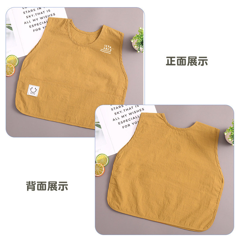儿童罩衣无袖背心式围兜宝宝吃饭防水防脏围裙宣传活动马甲反穿衣
