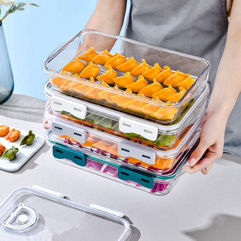 厨房饺子盒叠加整理冷藏储物盒计时冰箱收纳盒食物饺子保鲜盒