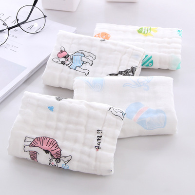 图强纯棉5条纱布口水巾新生婴儿用品宝宝柔软洗脸毛巾小方巾童巾