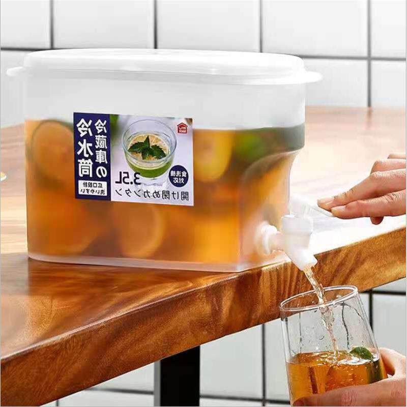 家用3.5L冷水桶冰水茶壶带水龙头冷水壶放冰箱柠檬冷泡瓶饮品制作