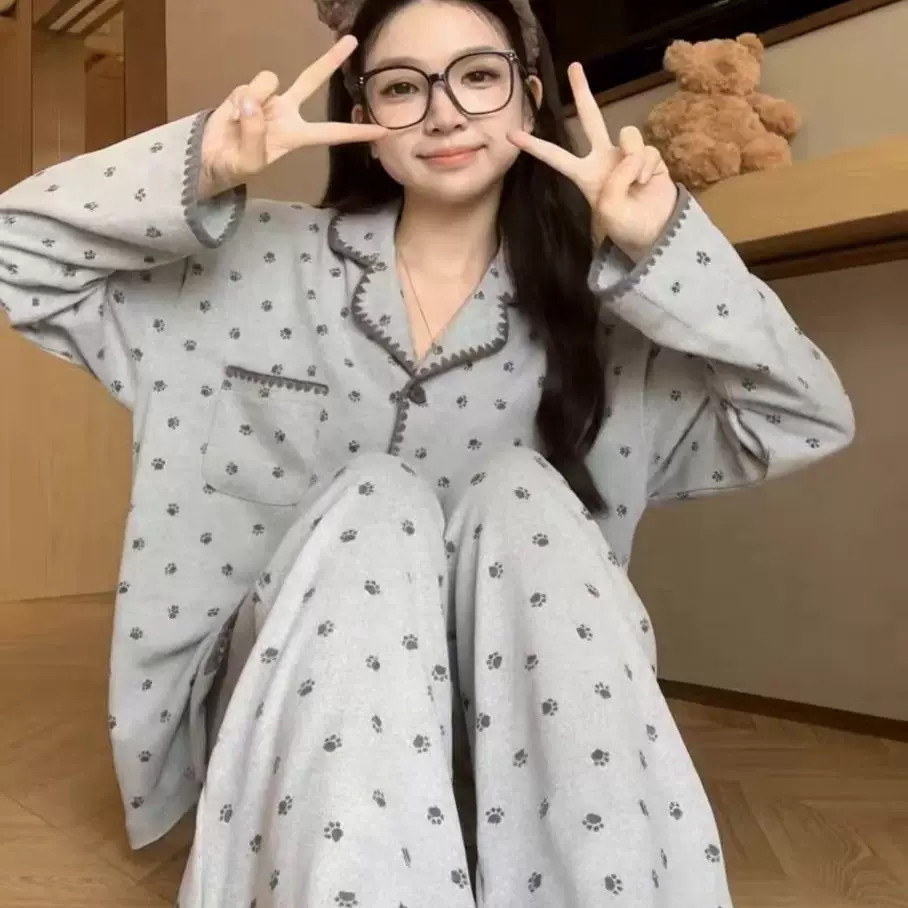 法国HoHiO睡衣女款春秋冬季长袖保暖德绒高级感套装可外穿家居服