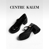 CENTREKALEM鞋 履 一字扣带浅口鞋 子粗跟圆头日常可穿鞋 春季