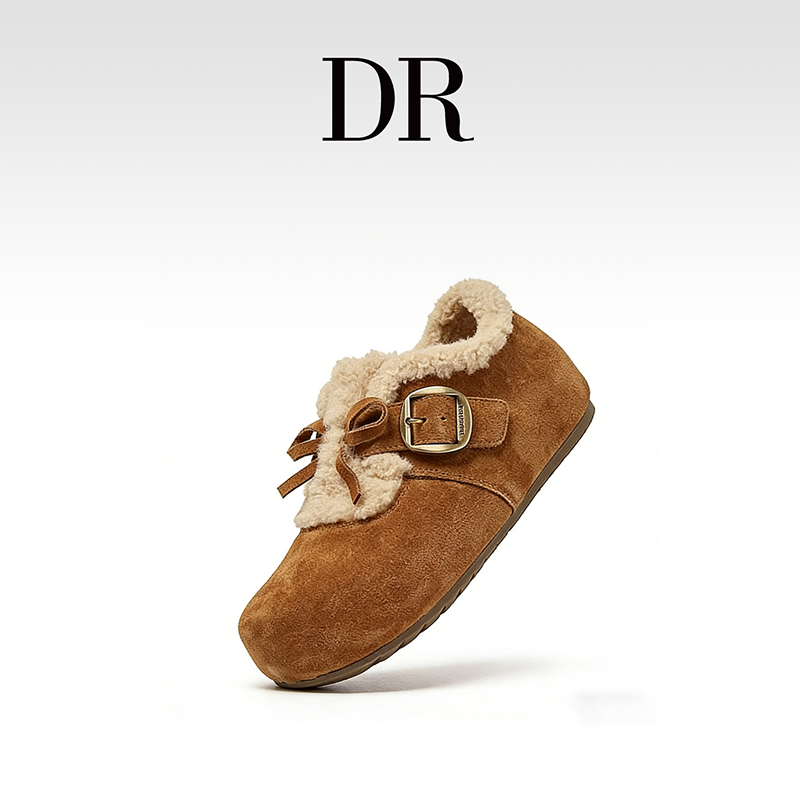 DR官方正品2025年冬季单鞋平底保暖圆头浅口低跟搭扣休闲毛毛鞋秋,女鞋,勃肯鞋/软木鞋,淘宝优惠券,粉丝福利购,淘宝优惠卷