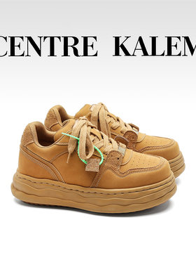 【CENTREKALEM鞋履】休闲风女鞋低帮系带春季内增高圆头橡胶底