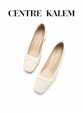 【CENTREKALEM鞋履】方头软皮不磨脚工作鞋粗跟单鞋中跟正装通勤