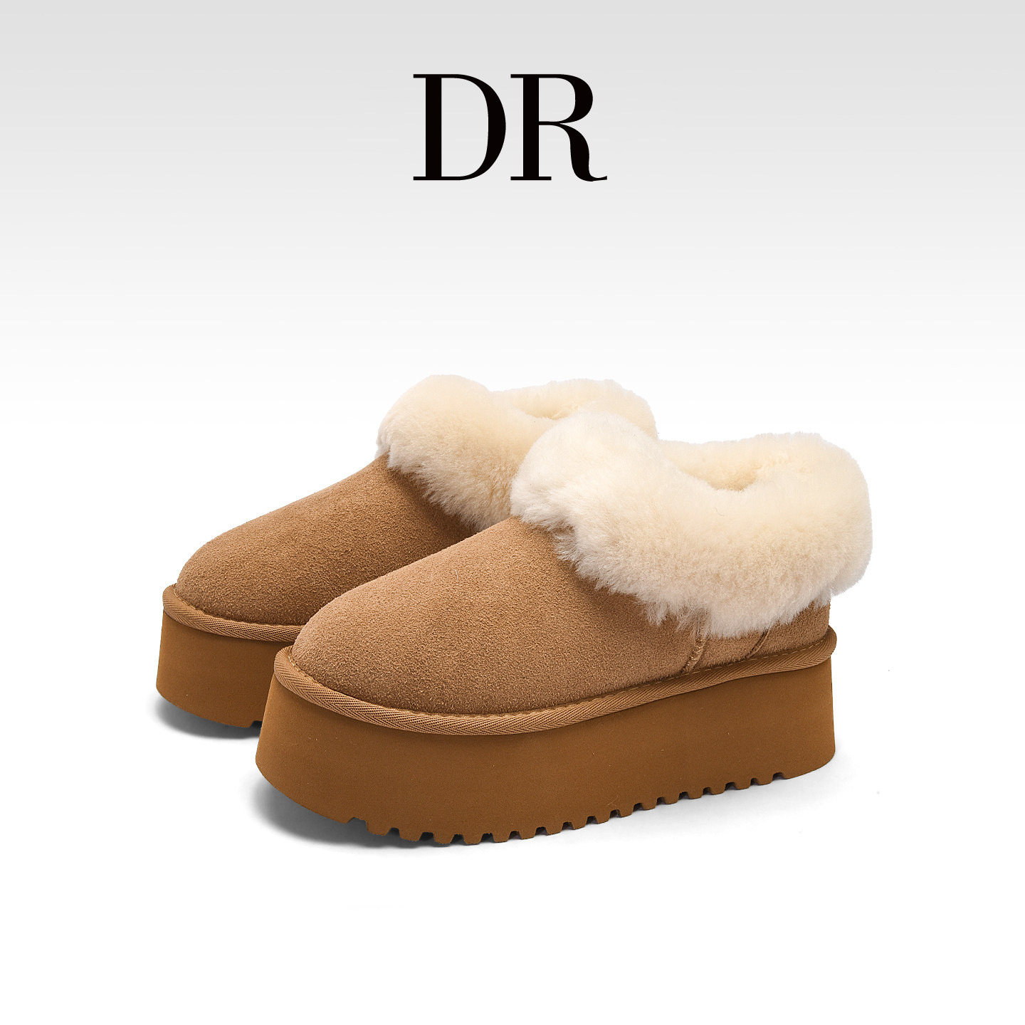 翻领厚底雪地靴女款防滑包头棉靴