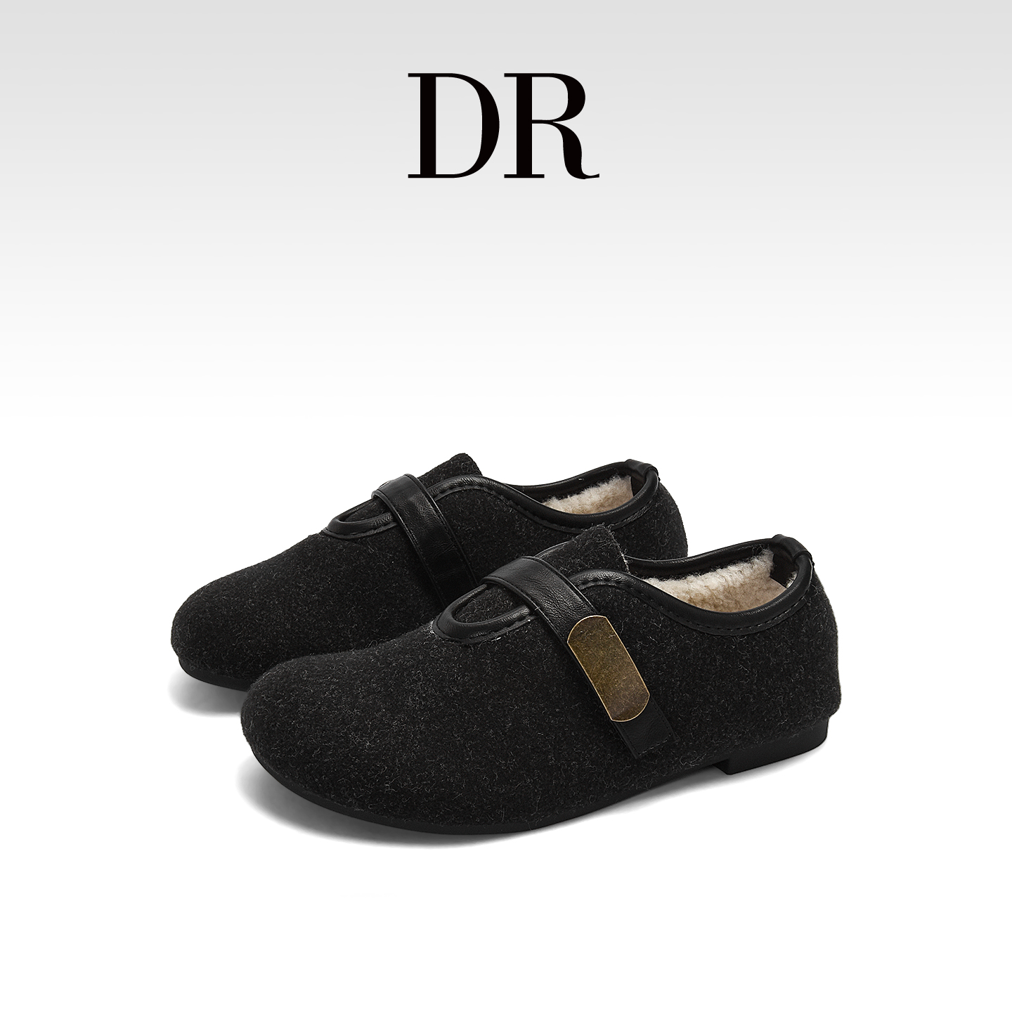 魔术贴一字带懒人鞋保暖勃肯鞋女