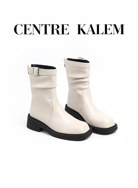 【CENTREKALEM鞋履】温柔厚底皮带扣法式短靴女复古英伦风马丁靴