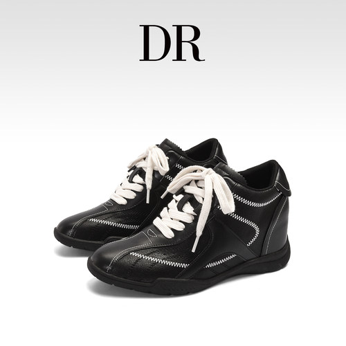 厚底内增高黑色德训鞋休闲运动鞋