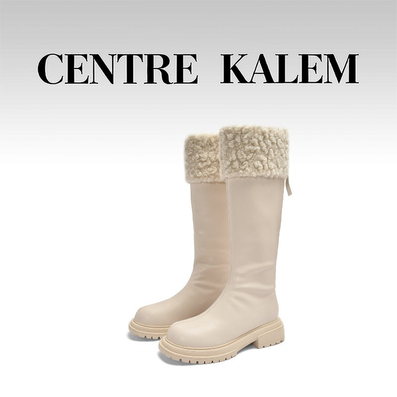 【CENTREKALEM鞋履】时装靴高筒靴浅米色厚底雪地靴时尚简约女皮,女鞋,时装靴,淘宝优惠券,粉丝福利购,淘宝优惠卷