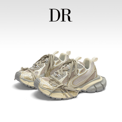 新款绑带厚底增高透气运动鞋女