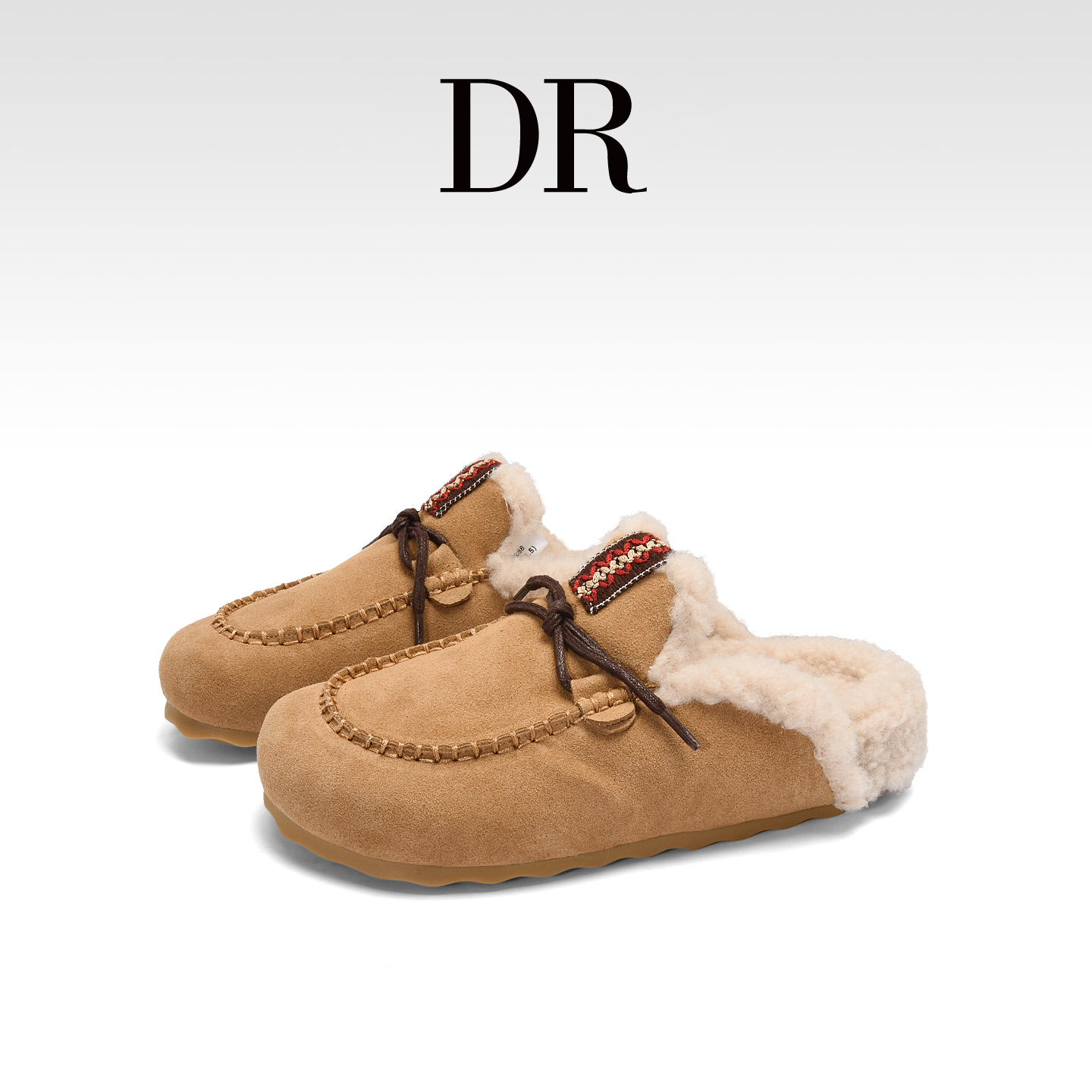 懒人一脚蹬毛毛拖鞋保暖勃肯鞋女