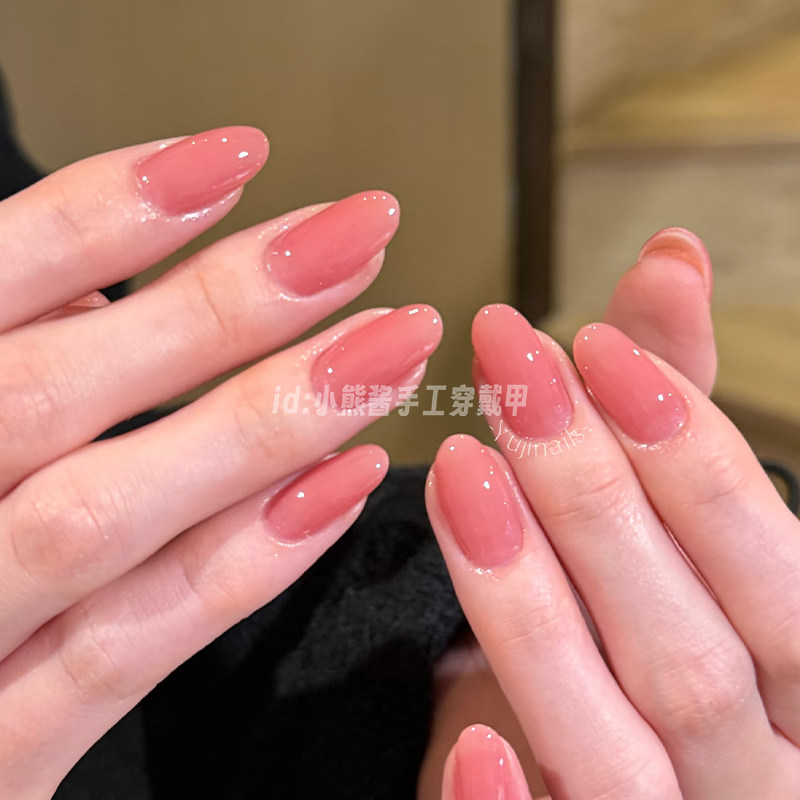 江坂丽奈同款穿戴甲2026新款中长款轻奢高级感纯手工裸色气质美甲