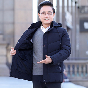 冬季新款男士加绒加厚棉衣中老年男装外套中年爸爸爷爷装羽绒棉服