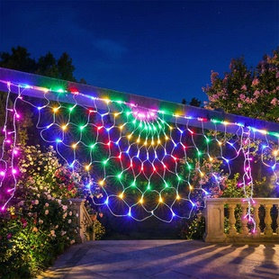 led孔雀屏网灯彩灯新年春节装饰庭院布置户外防水星星彩灯闪灯