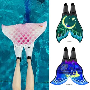 huayu美人鱼蹼 专业自由潜水碳纤单蹼玻璃纤维透明单蹼碳纤维脚蹼