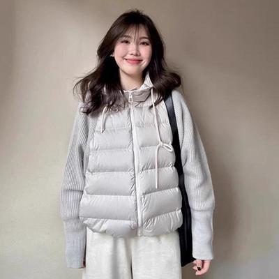 轻薄针织拼接羽绒棉服外套女冬季新款小个子减龄假两件设计感棉袄