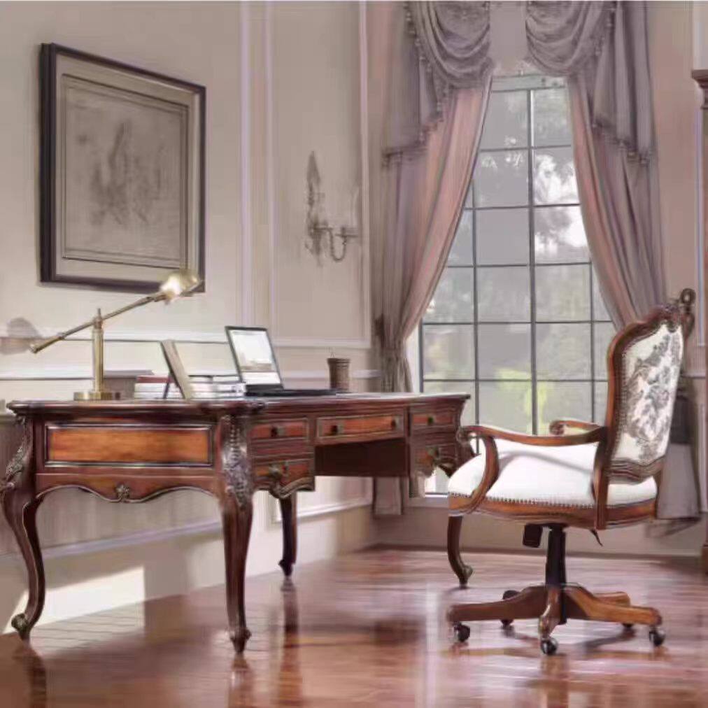 福溢家具 法国风香颂系列书桌欧式书桌 美式办公桌家用书房写字桌