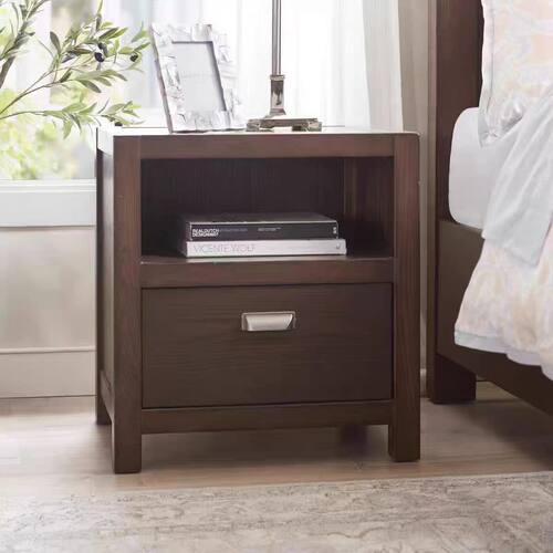 harbor美式乡村轻复古现代简约储物实木床头柜定制