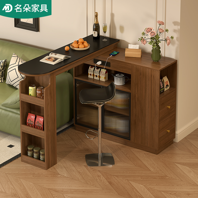 实木吧台桌家用隔断柜可旋转伸缩