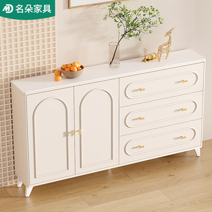 法式 奶油风多功能岩板餐边柜超薄一体靠墙储物柜酒柜25cm5G254