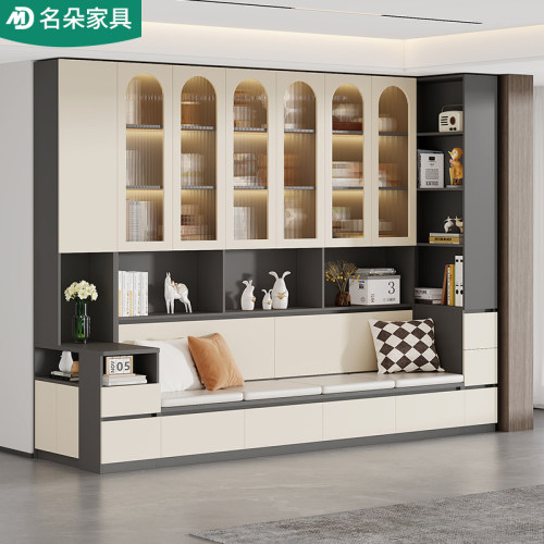 简约卡座书柜一体名朵去客厅化