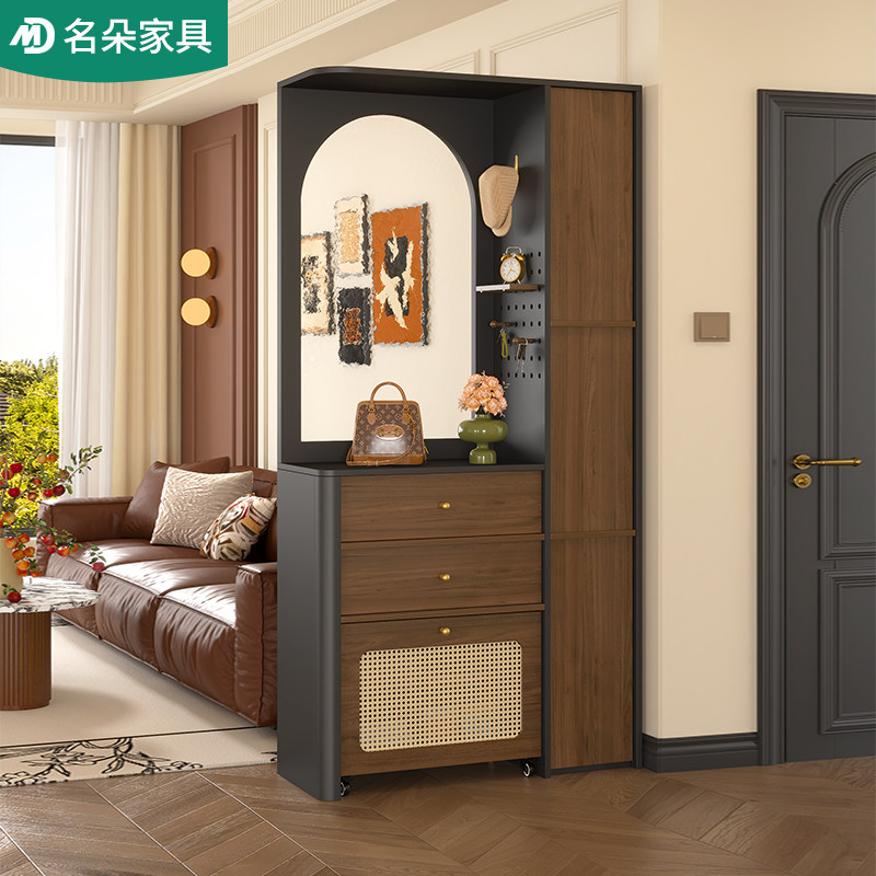 实木中古风入户门厅柜玄关柜客厅洞洞板屏风隔断一体柜可定制5W59,住宅家具,门厅/玄关柜/玄关架,淘宝优惠券,粉丝福利购,淘宝优惠卷