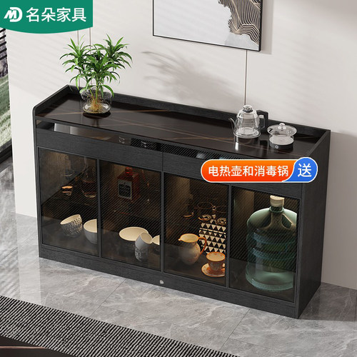 多功能茶水吧层板灯餐边柜