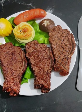 厨房西餐厅牛排生菜组合套装摆件