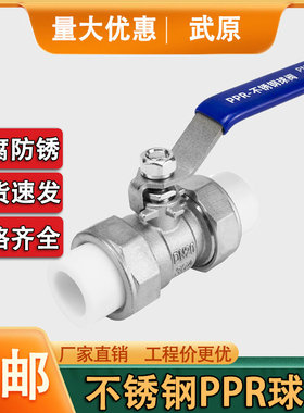 304不锈钢双活接热熔球阀焊接自来水管管件水暖开关阀门4分6分ppr