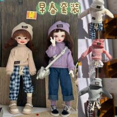 Одежда для кукол BJD 【春日毛衣套装】bjd6分娃衣毛衣上衣裤子30cm娃衣服公主换装6/1
