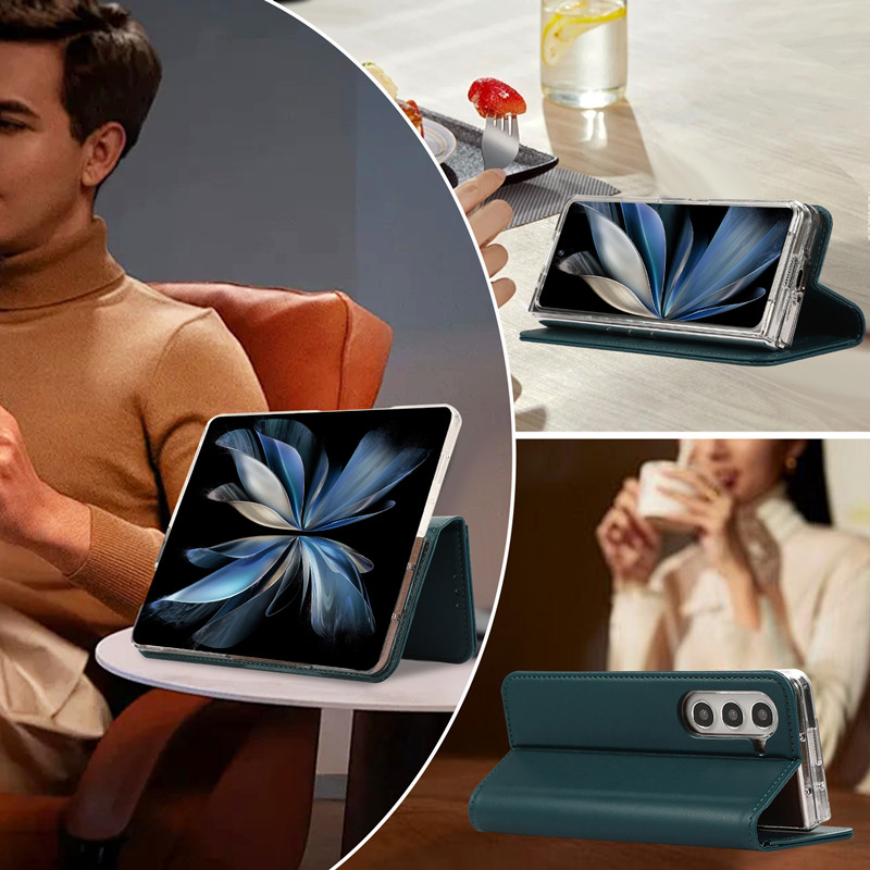 一体折叠支架翻盖附吸适用三星zfold6手机壳新品fold7保护套素皮zfold5折叠屏皮套创意高档插卡零钱商务外壳