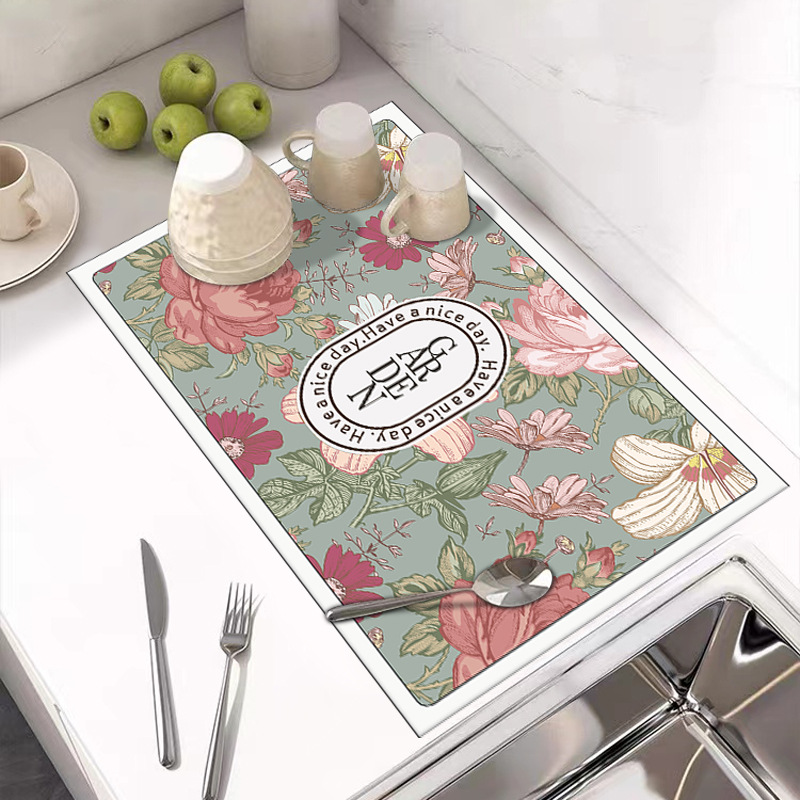 硅藻泥吸水垫厨房台面沥水垫免洗可擦茶台吧台垫子餐具杯垫干燥垫