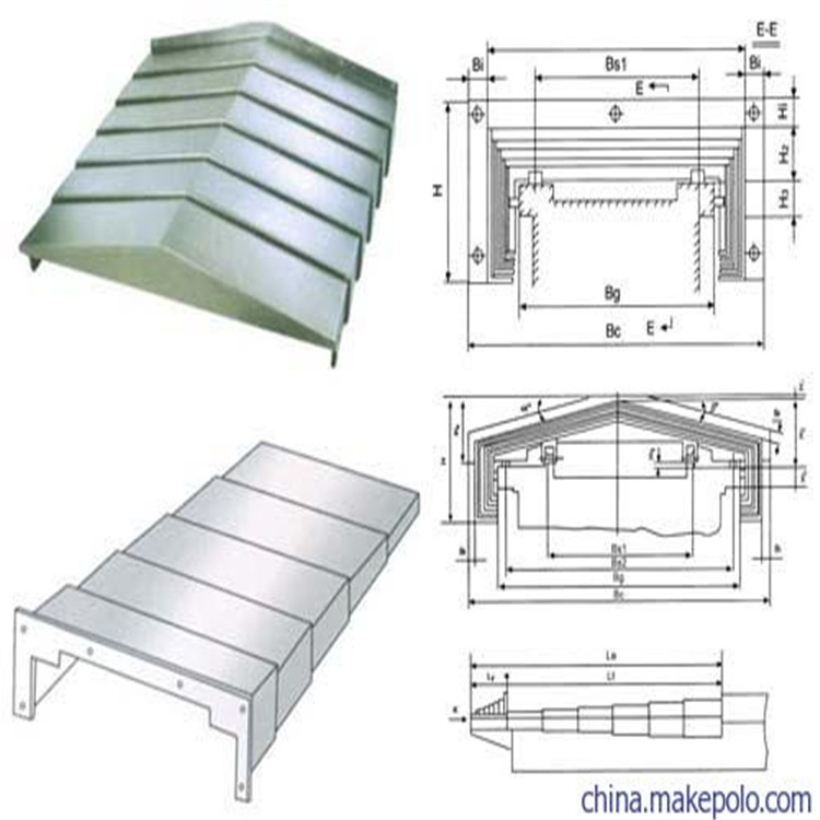 品机床导轨钢板防尘罩伸缩式不锈钢板护罩内钣金铠甲钢板防护罩