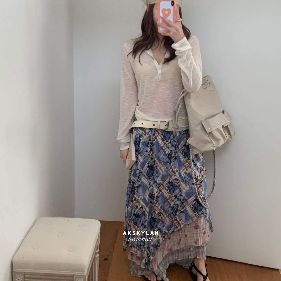 小众设计破坏感不规则格纹半身裙