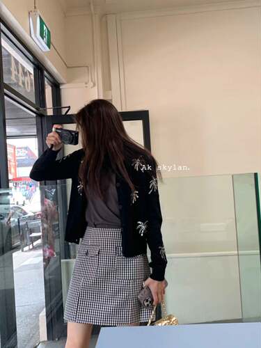 清仓现货韩版格子包臀裙女