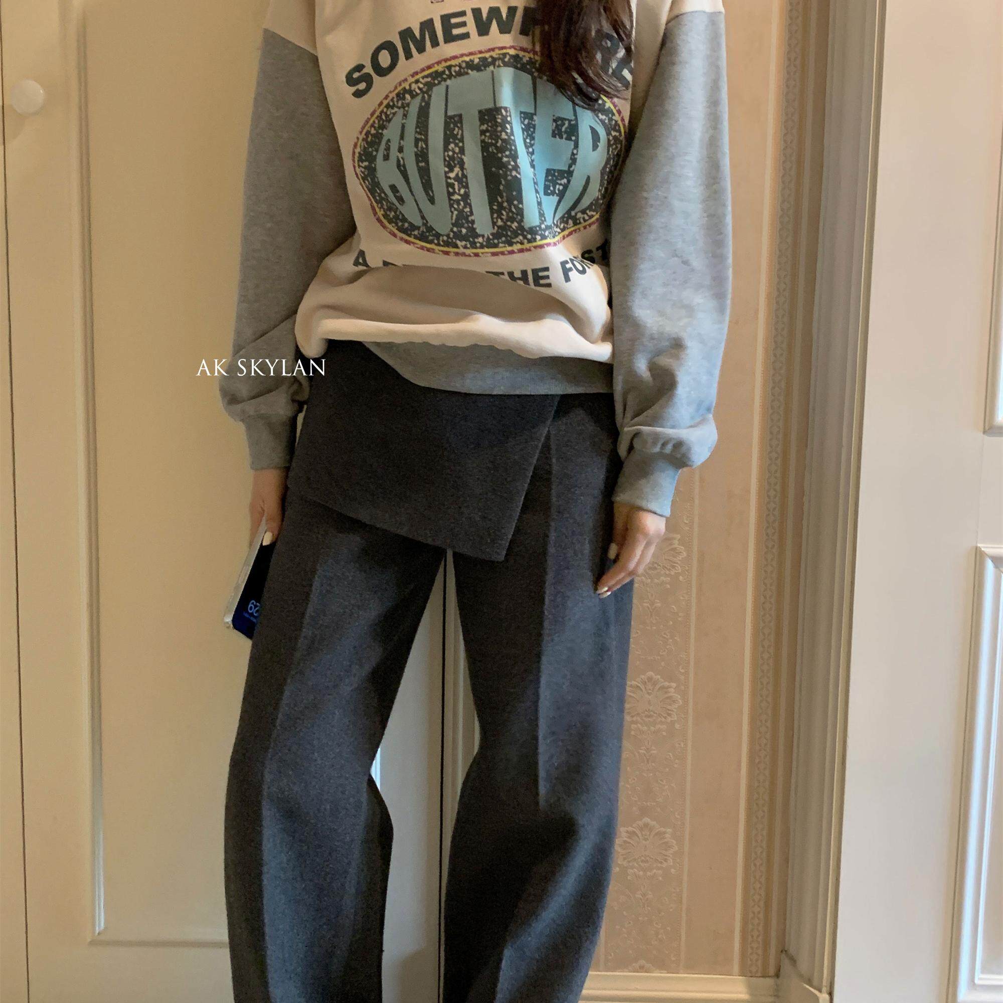 复古时髦假两件裙裤女
