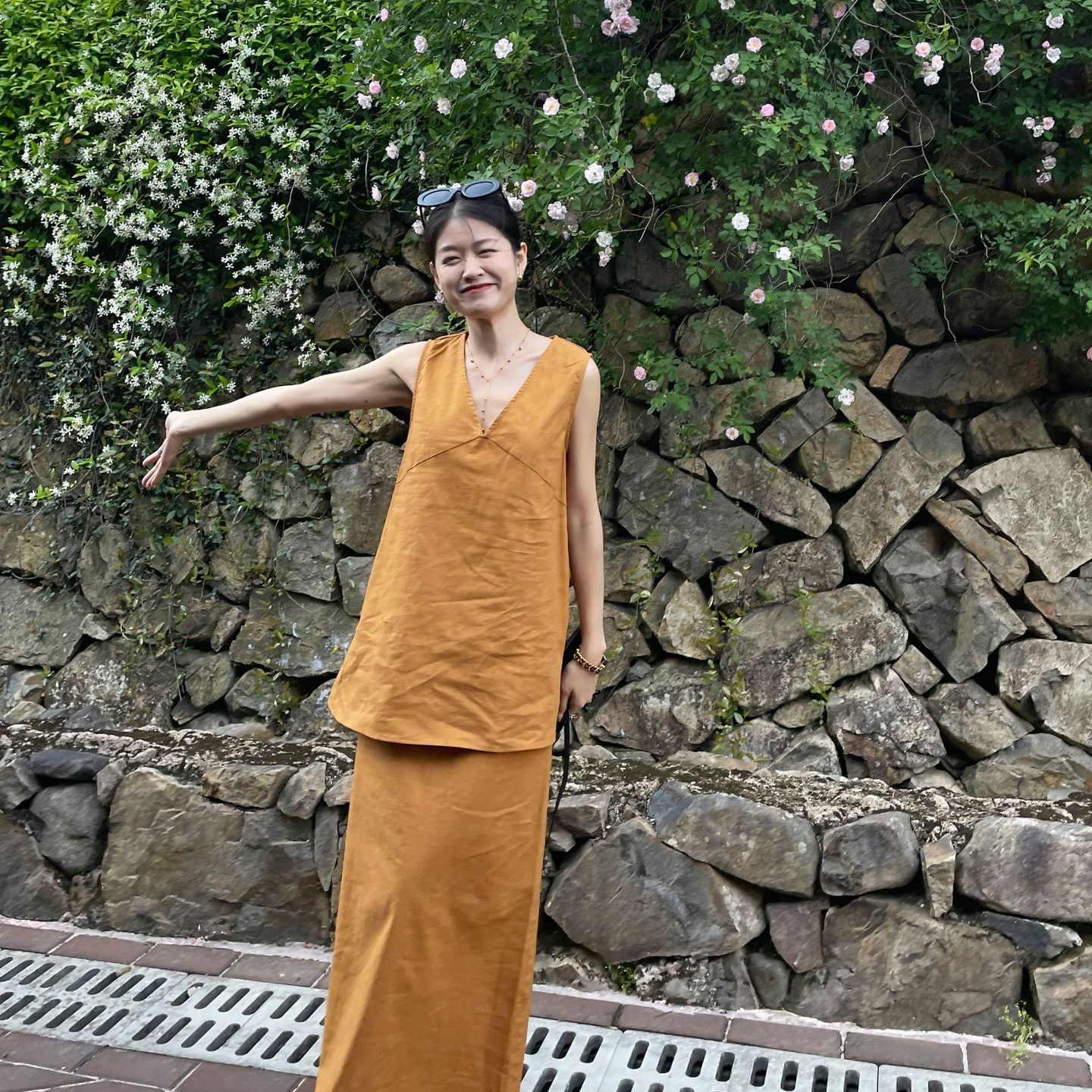 十三行女装极简优雅棉麻A字半裙
