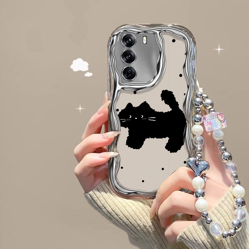 电镀小猫咪适用oppo reno10pro手机壳opopa2pro个性小众女生a36日韩高颜值oopo a58x搞怪realme gtneo3保护套