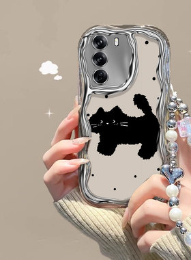 电镀小猫咪适用oppo reno10pro手机壳opopa2pro个性小众女生a36日韩高颜值oopo a58x搞怪realme gtneo3保护套