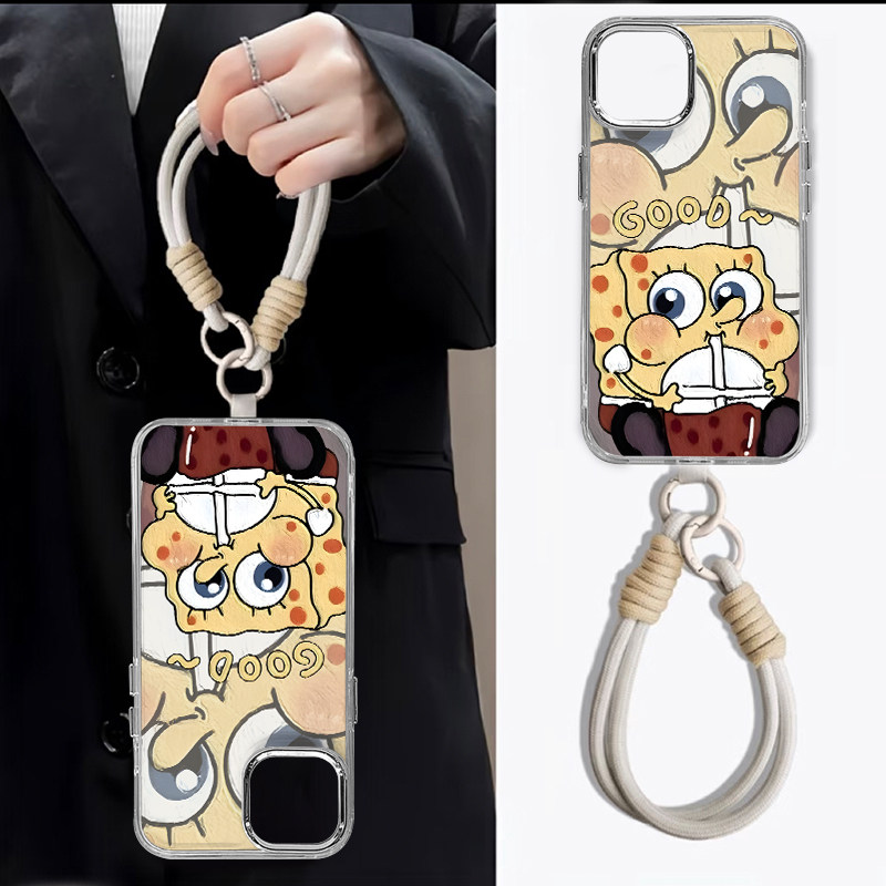 海绵宝宝适用三星GalaxyS25edge手机壳透明卡通S25Ultra男女斜跨手绳S25+软边趣味可爱壳