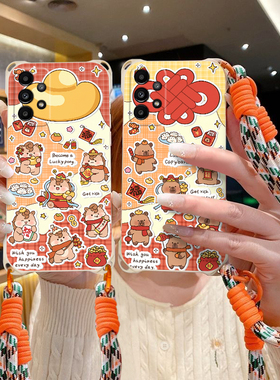 2026马上发财适用三星GalaxyA33手机壳新款马年samsung A53 5G情侣男女卡通sxa33本命年红色3星a53保护套斜跨
