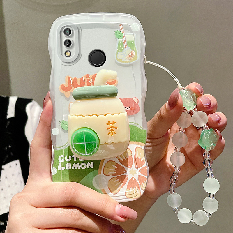 适用华为荣耀8X手机壳少女心jsn-al00a夏天新款honor8x搞怪可爱女生。华为畅玩8x保护套ins风柠檬茶支架ry8x