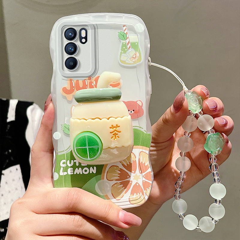 适用于OPPO Reno6pro手机壳网红小清新opop reno6日韩搞怪0ppo reno6pro+保护套ins风可爱女生ren06柠檬支架