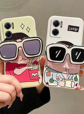 适用红米Note11E手机壳时尚学生redmi note11r保护套ins风卡通可爱少女nite11e硅胶简约n0te11r日韩墨镜支架