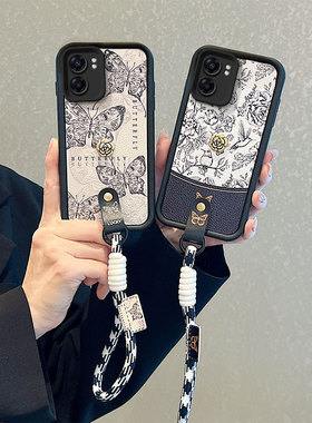 山茶花适用realme真我Q5i手机壳relamev23卡通可爱女V23i秋冬小羊皮reamleV23好看潮女ins保护套日韩小众手绳