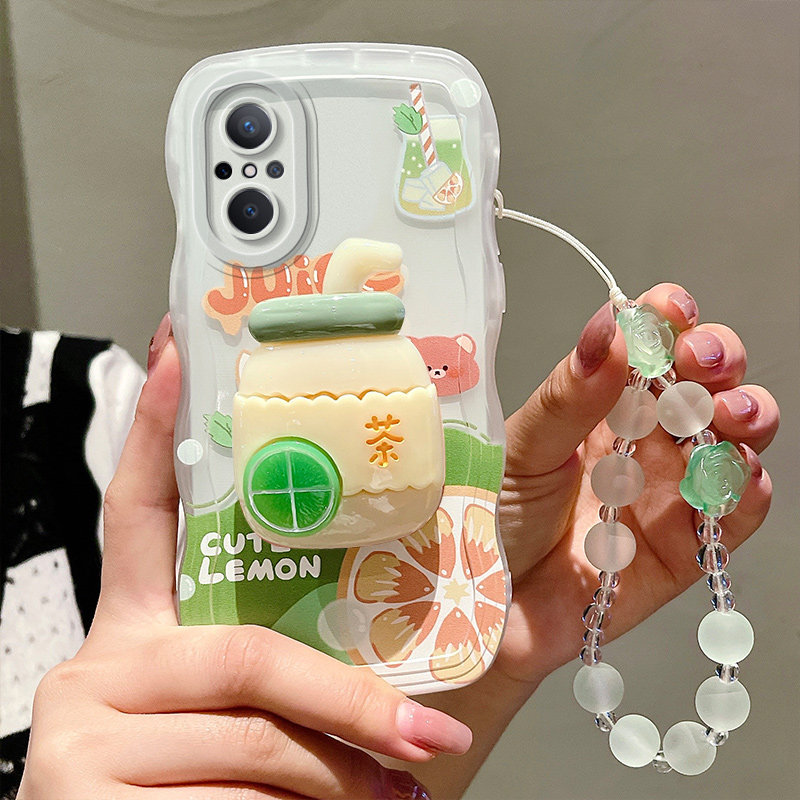 适用华为Nova9SE手机壳时尚少女新款NAM-AL00柠檬茶支架nove9se保护套ins风可爱女生noua9se日韩手链n0va9se